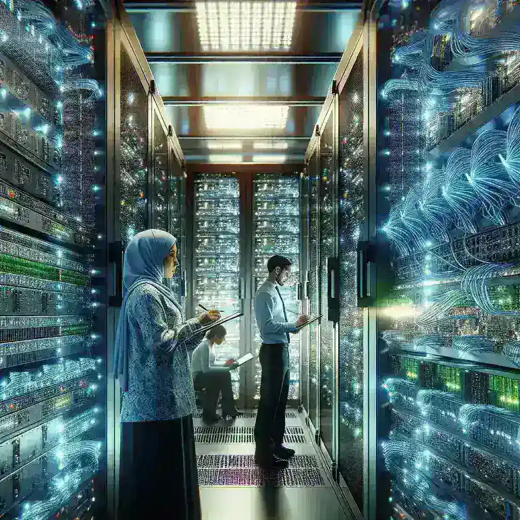 "Centro de datos de OpenAI con tecnología avanzada, ilustrando la reciente financiación para el desarrollo de inteligencia artificial y innovación en el artículo sobre soluciones de IA."